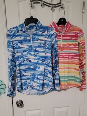 IBKUL Women's Long Sleeve 1/4 Zip Mock Neck Tops Both Size Small (flaws)